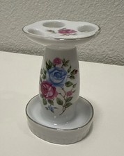 Spring Floral Rose Standing Ceramic Toothbrush Holder Cottage Core Japan Vintage