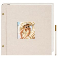 Remowith 10x10 Linen Self-Adhesive Photo Album w/ Window, 40 Pages