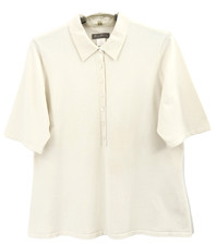 TOMMY BAHAMA Women's 51% Silk Henley Sweater Short Sleeve Ivory XL 16 Plus