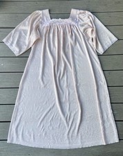 Oscar de la Renta Pink Jacquard Lace Trim Nightgown Vintage Satin L/XL