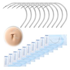 20PCS 14G 16G Curved Piercing Needles - Stainless Steel, Sterilized for Ear, Nos