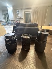 Camera Lense Lot of 3 Plus Case and Film Mix Brand and Untested As-Is
