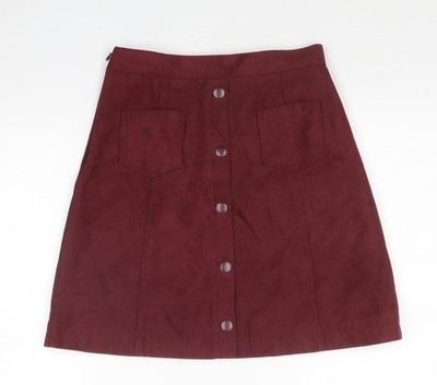 Eifni Damen Rock rot Polyester A-Linie Größe S Reißverschluss