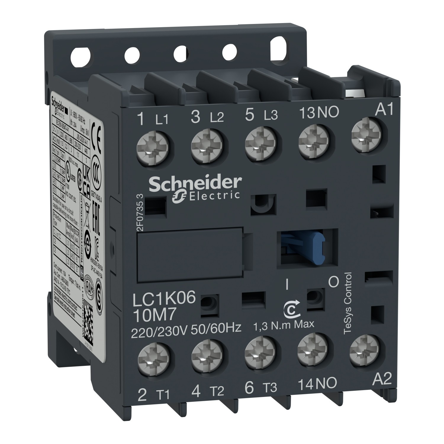 Schneider LC1K0610M7 Mini Contacteur Tripolaire 6A Bobine 230Vca 3NO