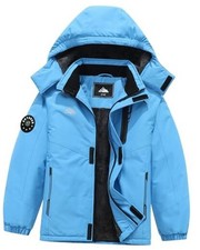 Boys Waterproof Ski Jacket Kids Winter Coat Windproof Snow Coat With 7-8 Blue