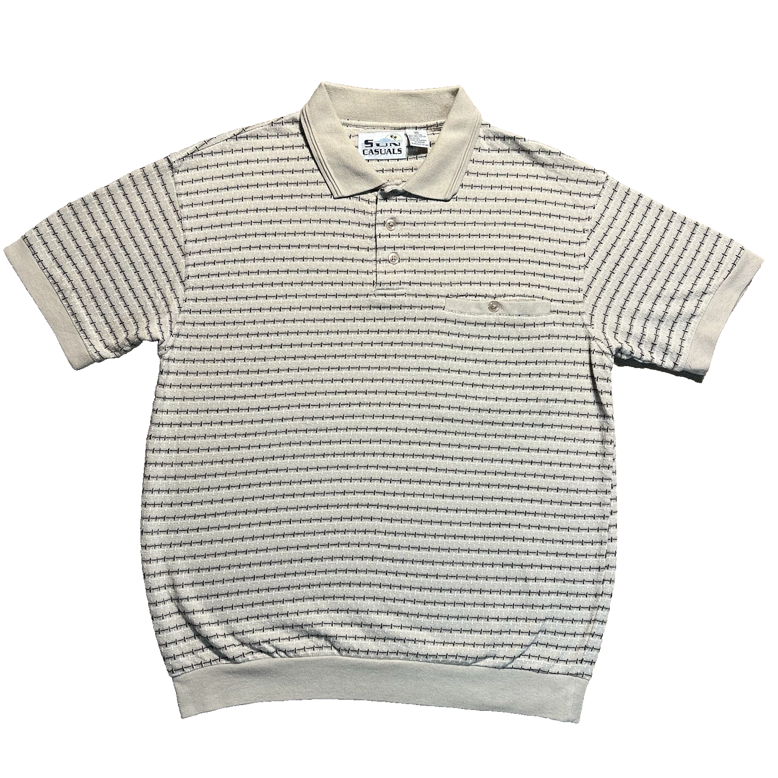 Vintage Sun Casuals Banded Polo Shirt Mens M Retro Golf Knit 90s