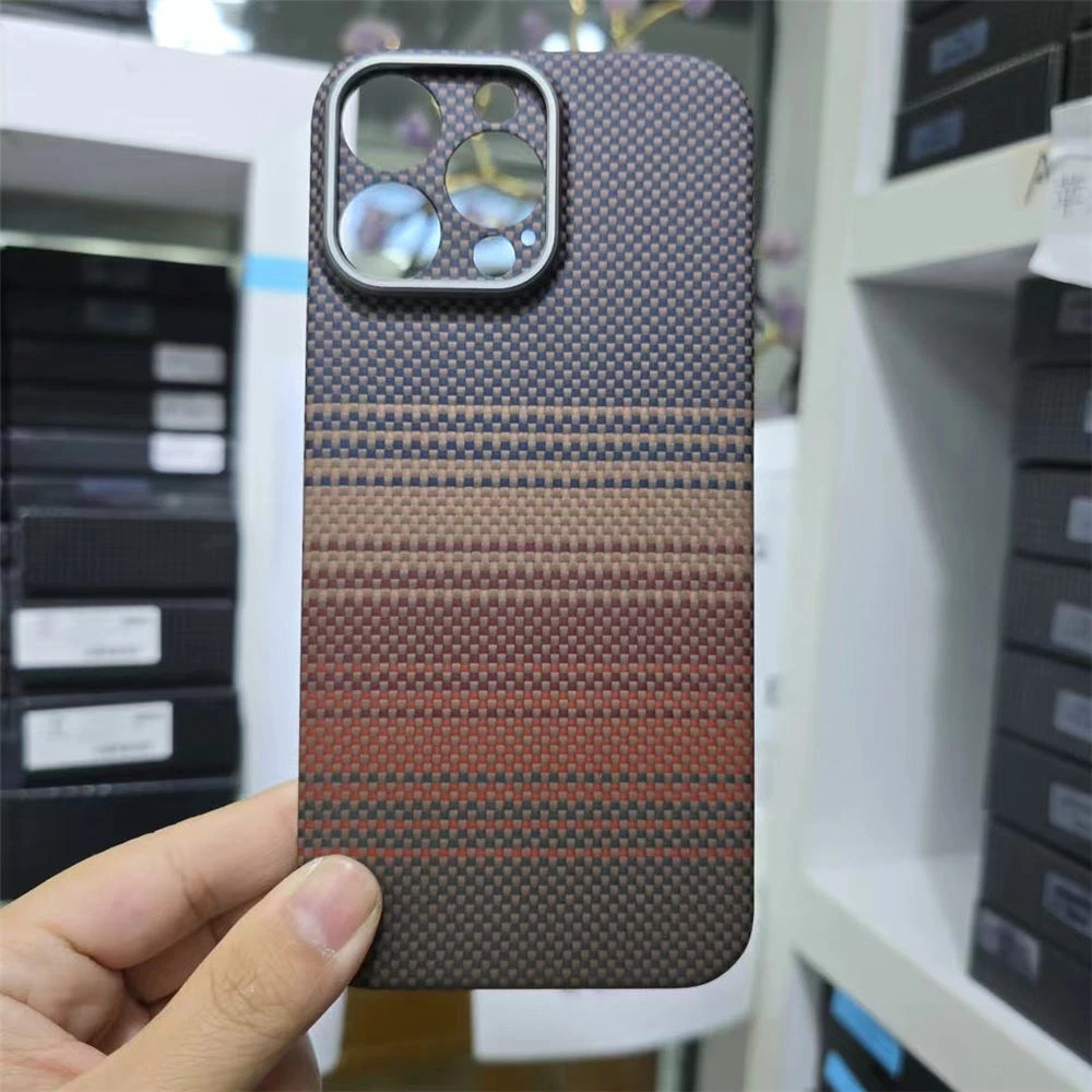 Slim Aramid Carbon Fiber Sunset Case For iPhone 16 Pro 16 Pro Max Magsafe Cover - Picture 1 of 9