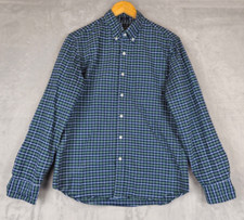 J Crew Shirt Mens Medium Flex Oxford Blue Green Gingham Plaid Slim Fit Casual