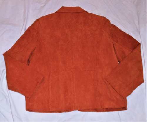 STUDIO WORKS PETITE 12P RUSTIC ORANGE SUEDED LINED BLAZER JACKET CAREER DINNER - Picture 3 of 10