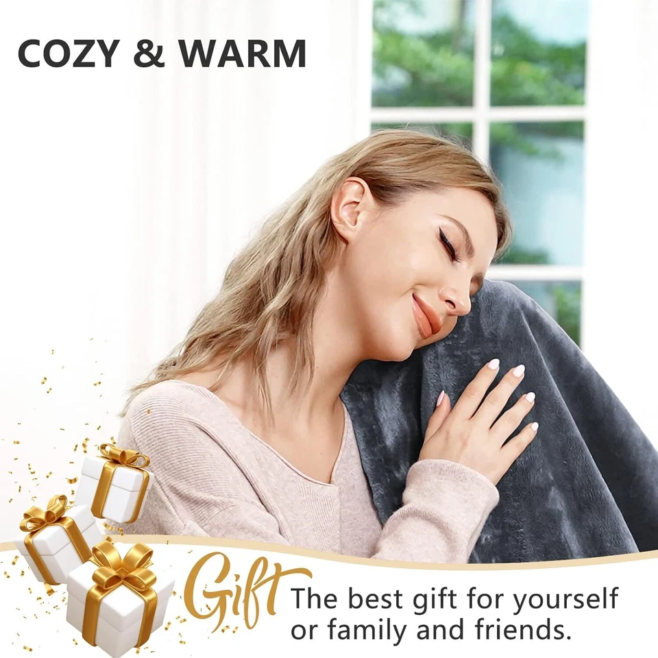 Manta térmica eléctrica de apagado automático de 10 LVS 4 HRS suave lavable 50"x60" Foto 2 de 4