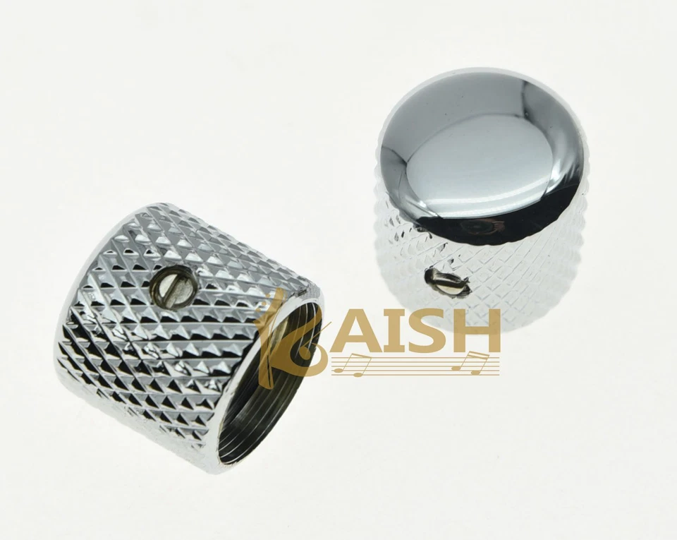 2 Pcs Chrome Metal Tele Telecaster Guitar Dome Knobs Bass Knob w/ Set Screw - Image 2 of 4