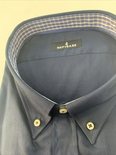 Camicia Uomo Botton-Down Navigare Conformata Tinta Unita Dark Blue - Foto 4 di 5