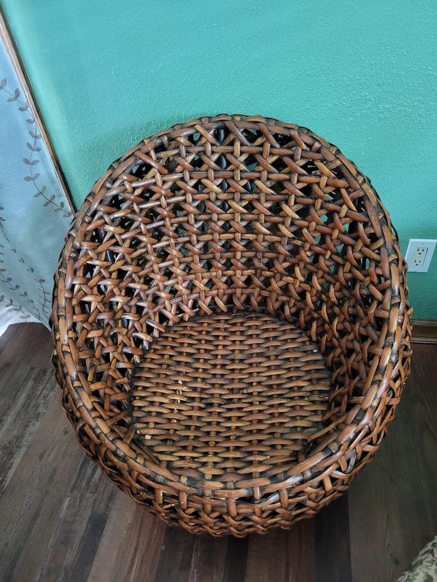 Vintage Pier One Wicker Egg Chair rattan bohemian cup
