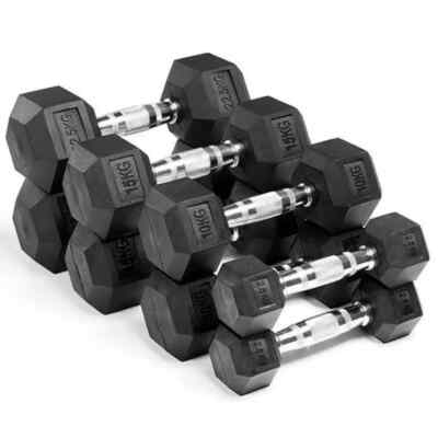HEX DUMBBELLS 1Okg 15kg 20kg 25kg RUBBER CAST IRON 