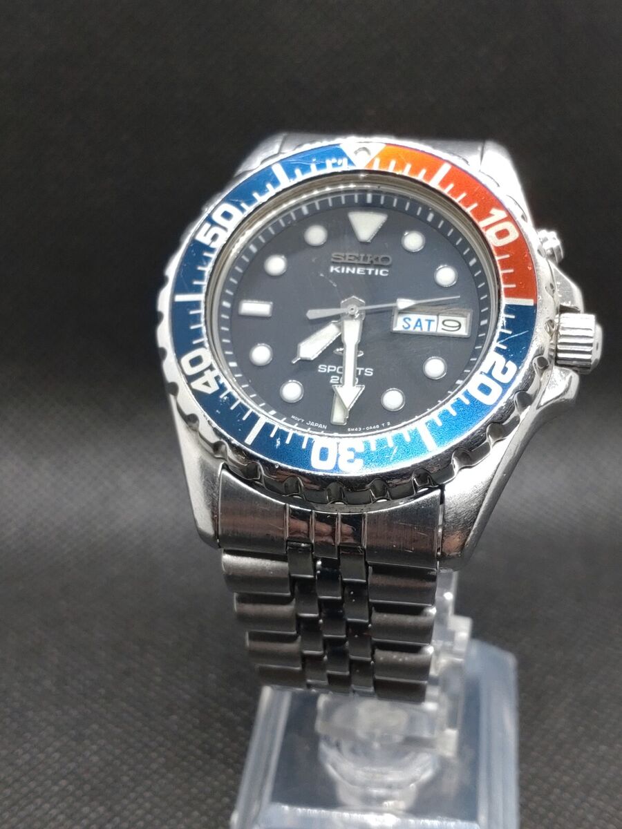 SEIKO PEPSI KINETIC SPORT 200 metres 5M43-0A40 water SEIKO PEPSI KINETIC SPORT 200 metres 5M43-0A40 water