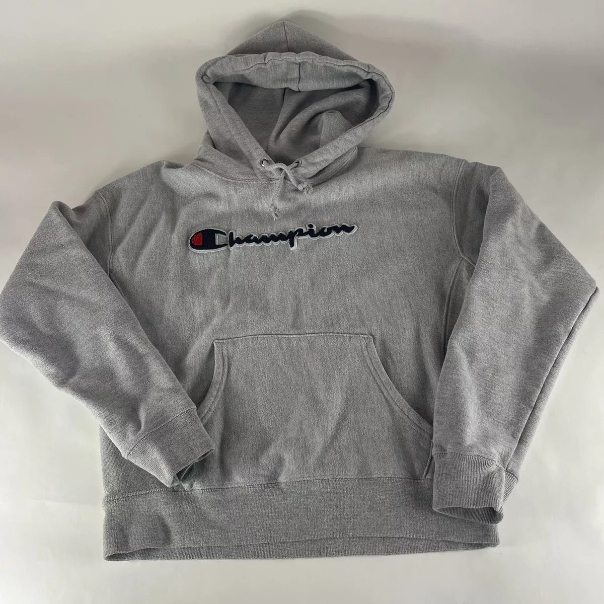 Champion Sweatshirt Youth Medium Gray Reverse Weave Hoodie Sweater Kids Boys