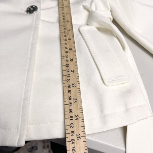 Chicos Womens 2 Ivory Trench Coat Collared Belted Pockets Wide Arms Minimalist - Picture 12 of 13