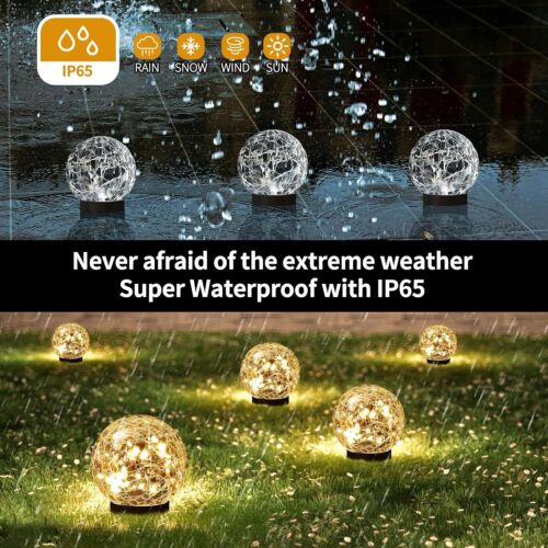 Solar Globe Lights Outdoor Waterproof-Solar Balls for Garden-Cracked Glass Ball - Picture 9 of 29