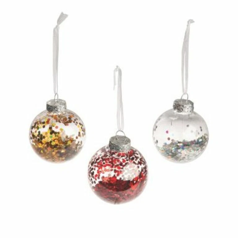 4 DIY Party Wedding Christmas Ornaments Round Clear Bulbs Fillable Paintable - Image 2 of 4