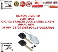 FOR HONDA CIVIC  2001-2005 IGNITION STARTER SWITCH BARREL CYLINDER LOCK & KEYS