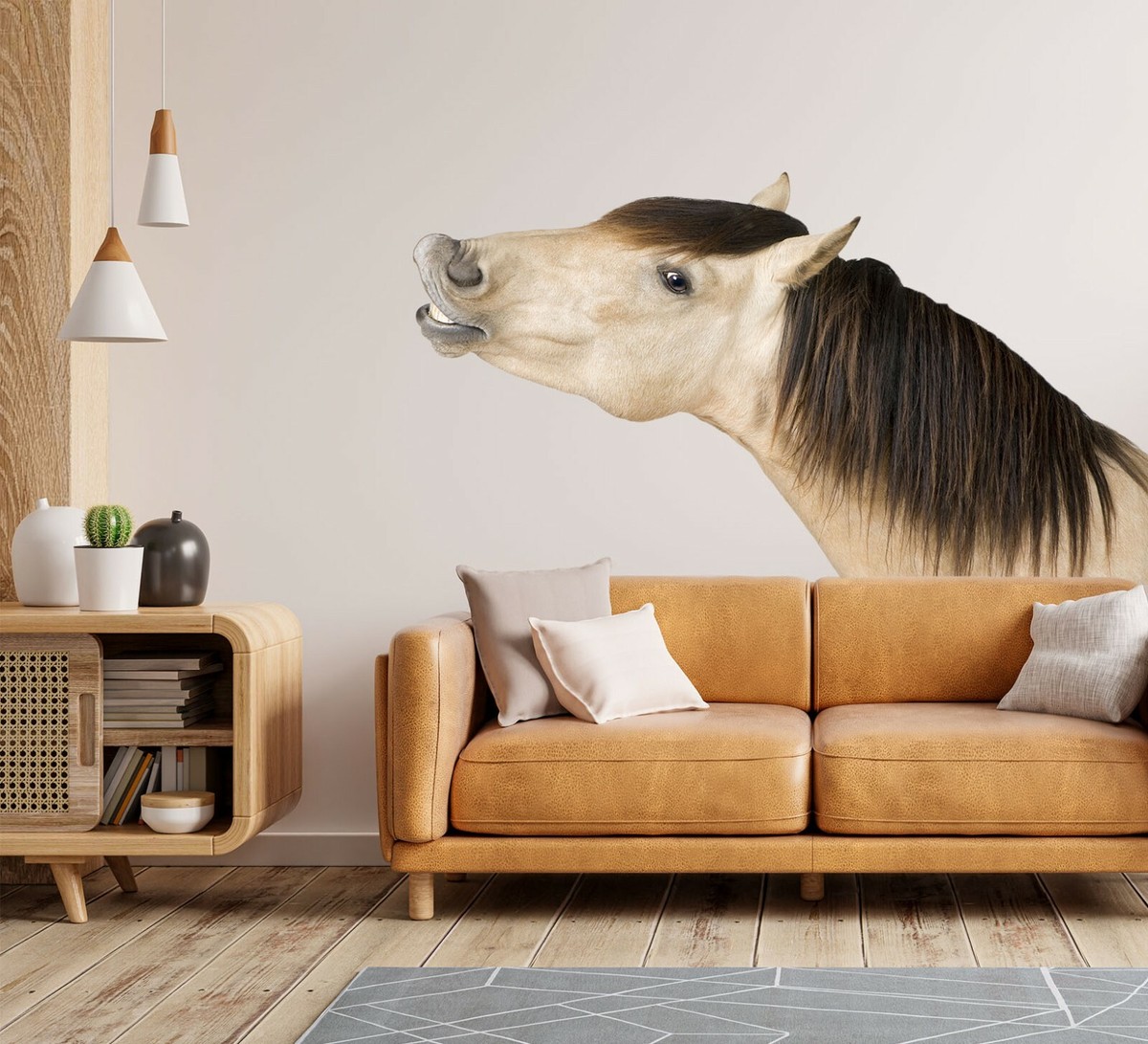 Sticker Mural 3D Cheval En Course - Décal Personnalisable - Motif Coloré