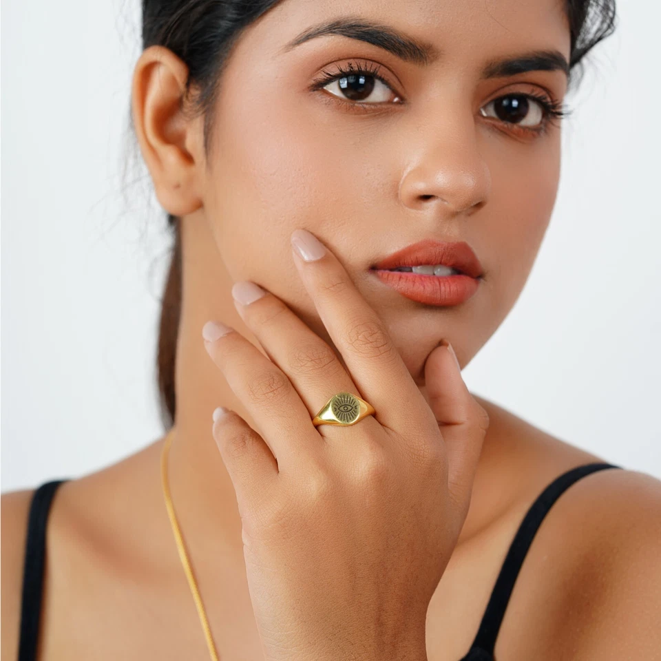 Evil Eye Oval Signet 925 Sterling Silver Ring - Image 2 of 4