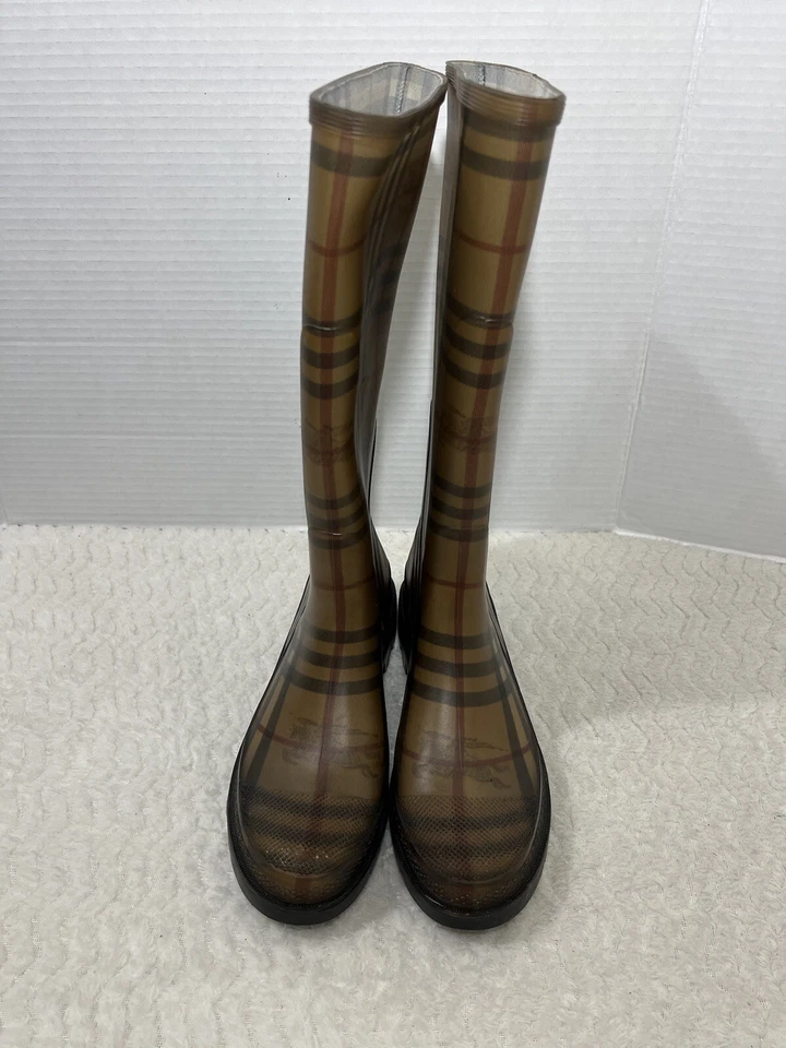 Botas de lluvia Burberry a cuadros Nova Check auténticas de goma para mujer talla 38 EE. UU. 7,5 Foto 4 de 4