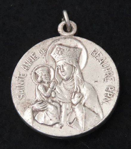 * LARGE ANTIQUE SAINTE-ANNE de BEAUPRE P.P.N. CATHOLIC MEDAL - 1 1/4"  - 31 mm