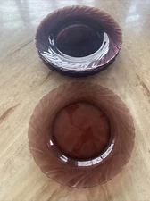 Vintage Purple Glass Dinner Plates 9 “ Diameter, Set Of 6