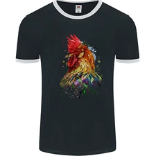 A Chicken Watercolour Mens Ringer T-Shirt FotL
