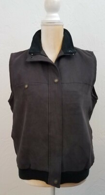 TEHAMA NANCY HALEY WOMENS SZ MEDIUM BLACK MICROFIBER ZIP FRONT VEST