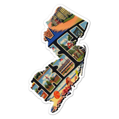 Vintage New Jersey Map Sticker Decal