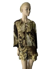CITRON SANTA MONICA ASIAN STYLE MANDARIN COLLAR ABSTRACT PRINT  TUNIC SIZE 2X