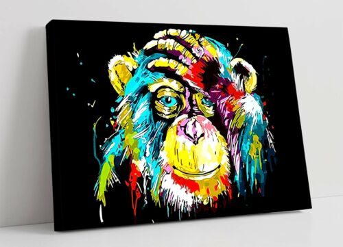 BANKSY RAINBOW MONKEY-DEEP FRAMED CANVAS WALL SPLASH ART PICTURE PAPER PRINT- - Picture 1 of 14