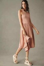 By Anthropologie Daily Practice Center Court Tank Dress Peach Bubble Midi XXS