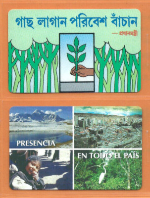 Bangladesch + Bolivien - 2 frühe Urmet-Telefonkarten NEU ** MINT