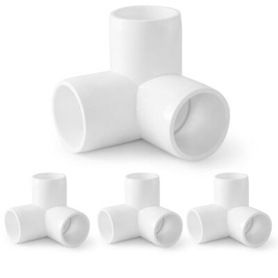 3 Way PVC Pipe Fittings 3/4 Inch SCH40 Connector Elbow Tee 4 Pieces