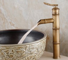 Antique Brass Bamboo Design Single Hole Bathroom Vessel Sink Lavatory Faucet