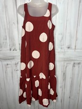 NWOT Anthropologie Michaela Deep Red White Polka Dot Sleeveless Midi Dress S