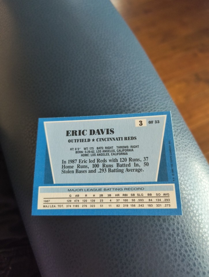 ERIC DAVIS 1988 TOPPS RITE AID TEAM MVP'S 3 OF 33 FREE SHIPPING eBay