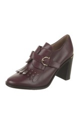 Ferragamo Burgundy Ankle Buckle- Up Boots Logo - Round Toe - Size 9