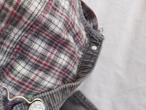 Oshkosh Corduroy Overalls. Gray With Flannel Cuffs. 3T. - Picture 7 of 10