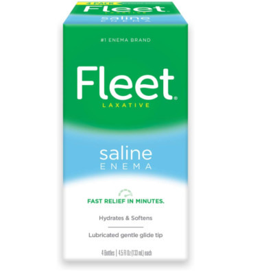 Fleet Laxative Saline Enema for Adult Constipation, 4.5 fl oz, 4 Bottles, 2 Pack