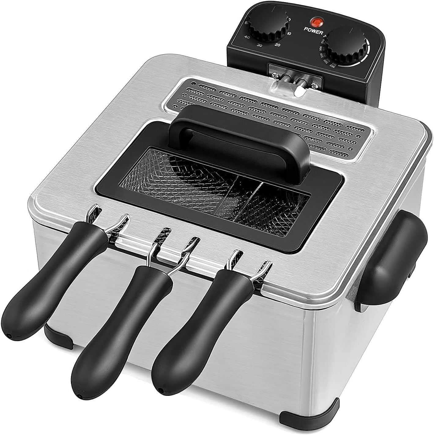 Deep Fryers with Triple Baskets -  5.3QT/21 Cup Electric Large Fryer, Friteuse 1