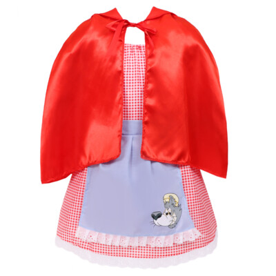 GIRLS LITTLE RED RIDING HOOD COSTUME WITH BASKET HALLOWEEN BOOK