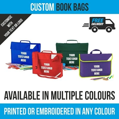 QUADRA Personalised Book Bag Back to School Embroidered Kids Custom Printed Childrens
