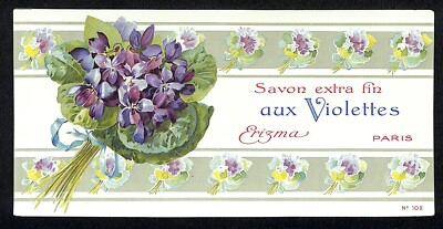 Savon Extra Fin Aux Violettes Erizma Paris French Violet Soap Label