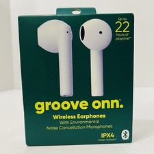 Groove Onn. Wireless Earphones w/Noise Cancellation IPX4  Charging Case NEW