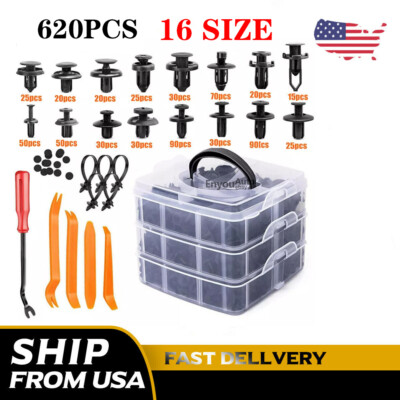 620Pcs Bumper Clips Retainer Auto Car Rivets Fastener Fender Push Pin Trim
