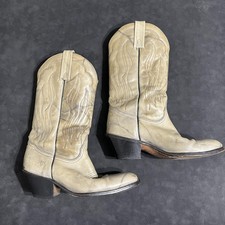 Stivali da cowboy Frye Western da uomo taglia 10,5 D beige in pelle 1814 made USA metà polpaccio